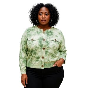 Cato Women's Plus Tie Dye Utility Linen Jacket 22W / 24W